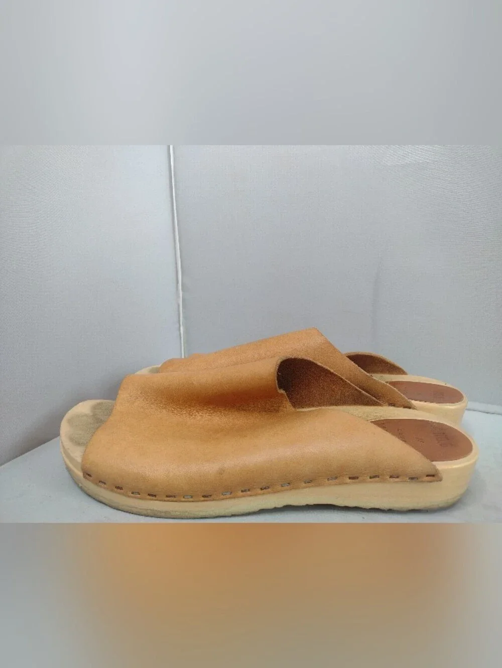 Lauren Manoogian No 6 Leather Womens Eu 39 Sandals Slides Wood Mules Clogs MM